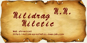Milidrag Miletić vizit kartica